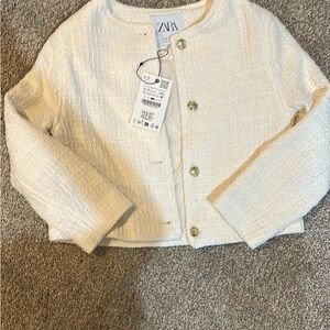 Zara Cream Textured Jacket - girls size 9-10